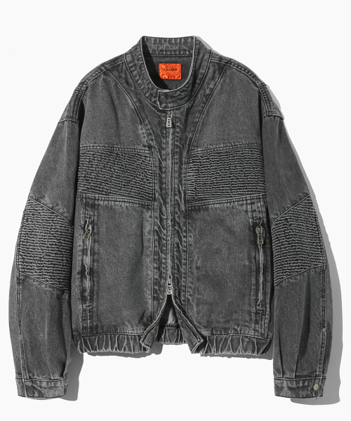 MUSINSA | DIMITRI BLACK VLAD Washed Denim Biker Jacket_Grey