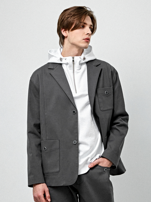 Полуоверсайз куртка на двух пуговицах New Casual CXS24SWJK208 GRY