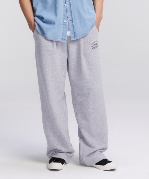 Широкие спортивные брюки с защипом и лого Melange Grey (MO6PU187-097)