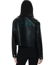Women grass stich jacket [black]