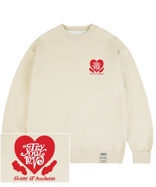 MUSINSA | GRAVER [UNISEX] TYL Heart Logo Sweatshirt_Cream