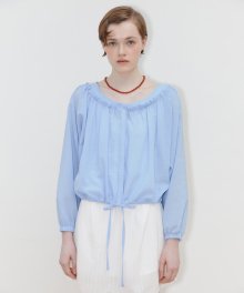 ROUND FRILL BLOUSE (BLUE)
