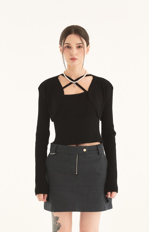 Вязаный комплект с болеро (Black)