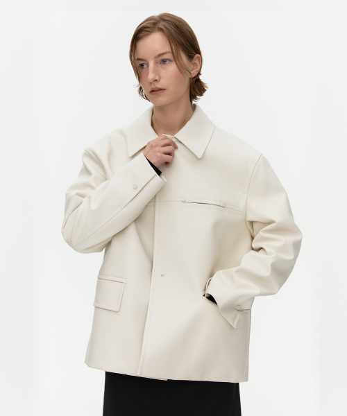 Single кожаный jacket_IVORY