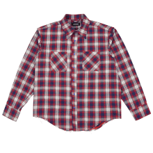 Raw Edge Flannel Shirt (Red/Navy)