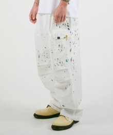 PAINTING WIDE CARGO PANTS white