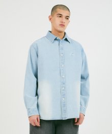 BRUSH WASHED DENIM SHIRT light blue