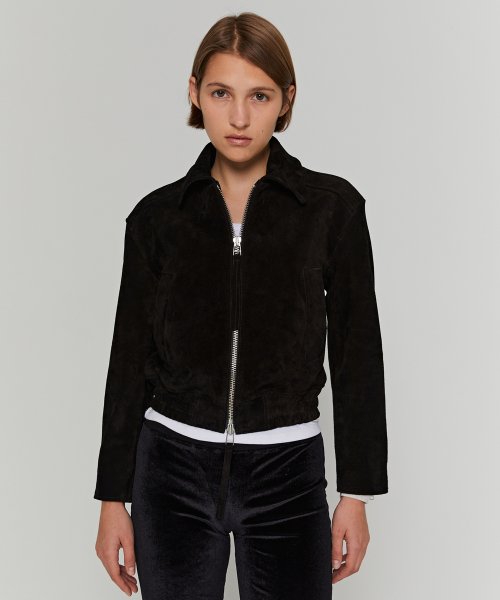 Cropped suede куртка (чёрный)