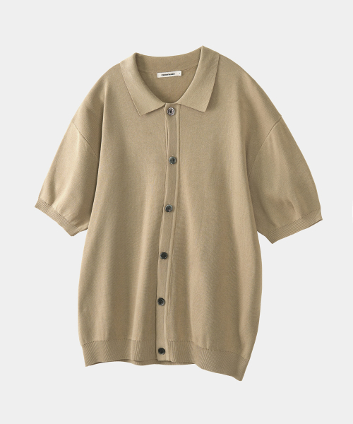 Базовый кардиган с воротником на пуговицах (BEIGE)