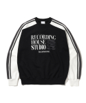 1993스튜디오(1993STUDIO) 레코딩 하우스 배색 스웨트 셔츠_블랙