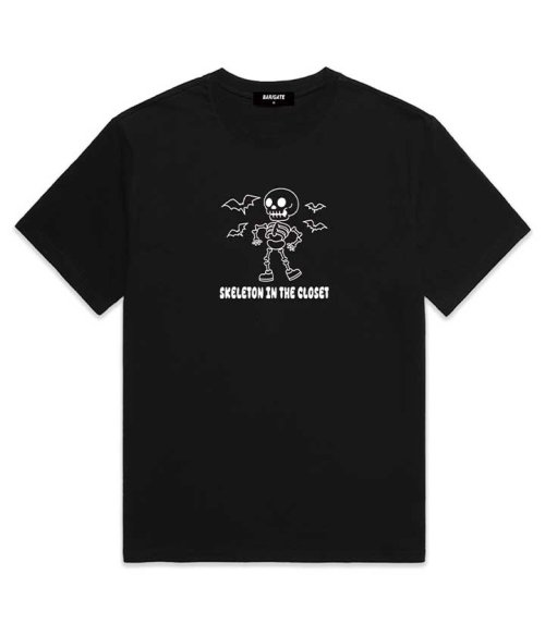 Skeleton Logo 오버핏 반팔 티셔츠 (BS014) 블랙