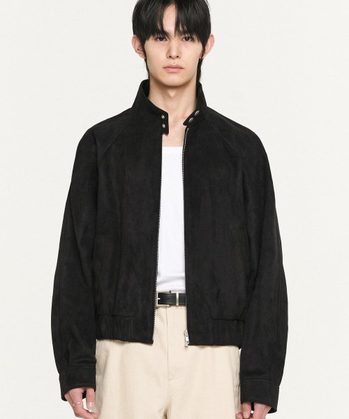 MUSINSA | ドフジェーソン Vegan leather suede Harrington jacket BLACK