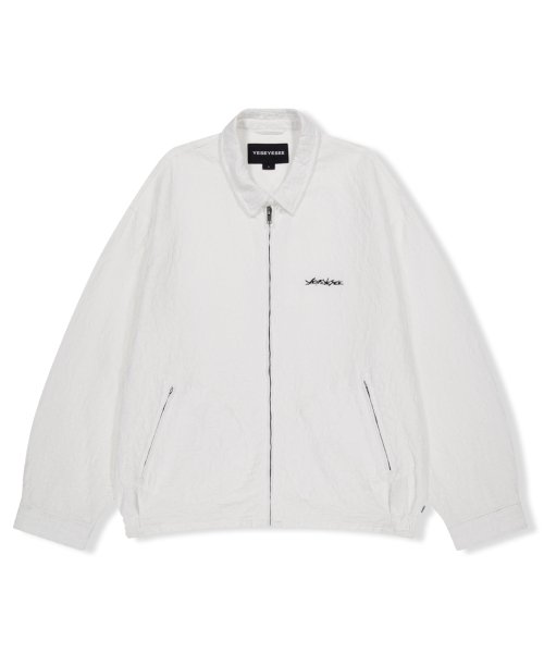 Abstract Jacquard Zip Jacket White