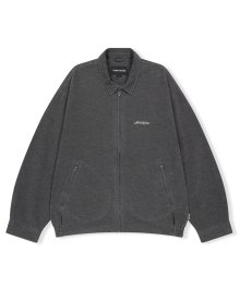 Abstract Jacquard Zip Jacket Charcoal