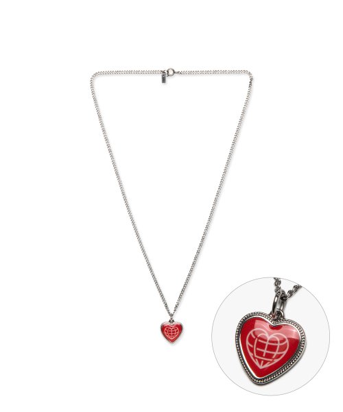 HEART GLOBE PENDANT NECKLACE red