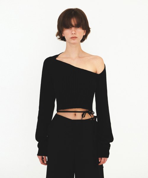 다이애그널() UNBALANCE BOLERO KNIT (black) 상품 이미지