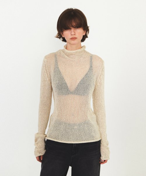 다이애그널() POLONECK NETTING KNIT (beige) 상품 이미지