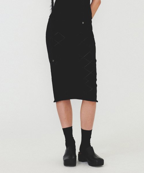 다이애그널() ARGYLE PATTERN KNIT SKIRT (black) 상품 이미지