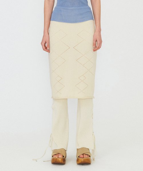 다이애그널() ARGYLE PATTERN KNIT SKIRT (ivory) 상품 이미지