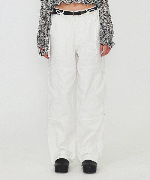 다이애그널() RIBBON STRAP POCKET DENIM (white) 상품 이미지