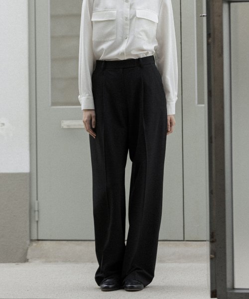 Daily One-Tuck Wide Slacks Black
