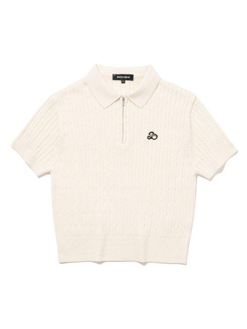 Женский вязаный пуловер Cable Half-Zip [CREAM]