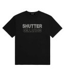 셔터(SHUTTER) STITCH LOGO 오버핏 반팔 티셔츠 (SS006) 블랙