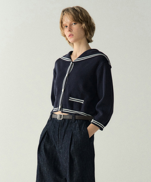 Sailor Cropped Cardigan_Navy