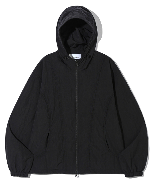 Нейлоновая ветровка с изогнутыми панелями, Matte Black