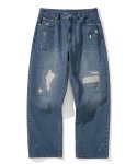 유니폼브릿지(UNIFORM BRIDGE) distressed denim pants 12oz indigo washed
