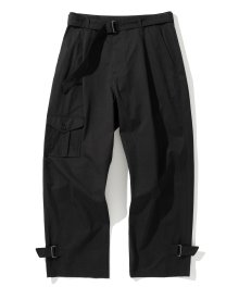 belted pants black