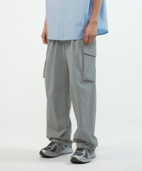 MUSINSA | IL CORSO [DRY COOL] Cargo nylon one-tuck pants gray