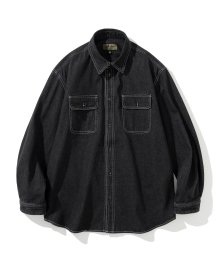 denim pocket shirt 9.5oz black washed