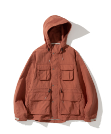 pocket mountain parka coral orange