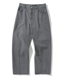 pin tuck loose fit denim pants 12oz grey washed