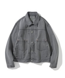 type-2 pin tuck trucker denim jacket 12oz grey washed