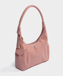 Suede Round Hobo Bag in Pink