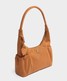 Suede Round Hobo Bag in Brown