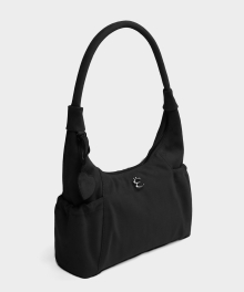 Suede Round Hobo Bag in Black
