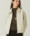 Vegan Leather Crop Bomber in Ivory