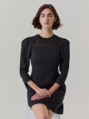 레티켓 스튜디오(LETQ STUDIO) 쉬폰 레이어드 미니 드레스, 블랙