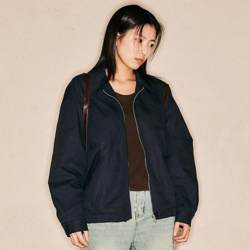 AR_Soft Cotton Collar Blouson jacket_NAVY