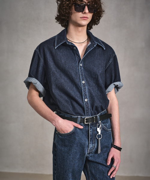 MUSINSA公式 LMOOD Timeless Denim Half Shirt Indigo