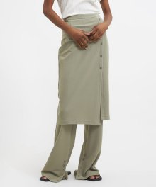 Layered Skirt Pants - Beige