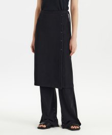 Layered Skirt Pants - Black