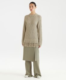 Tassel Crewneck Knit Top - Sage Green