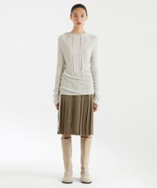 Hooded Knit Top - Light Grey