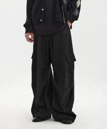 Wide Cargo Pants - Black