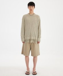 Tassel Crewneck Knit Top - Sage Green