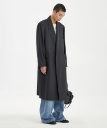 Oversized Double Breasted Coat (UNISEX) - Charcoal Grey